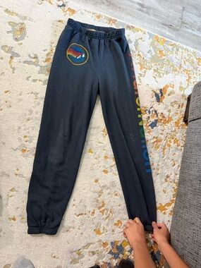 Kids Black Rainbow Graphic Jogger Sweatpants